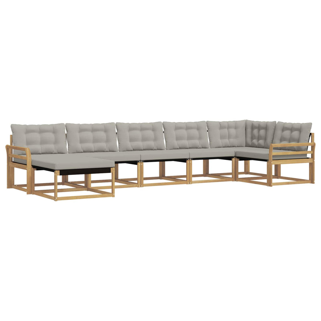 Outdoor-Sofagarnitur 7 pcs Weiß und Hellgrau