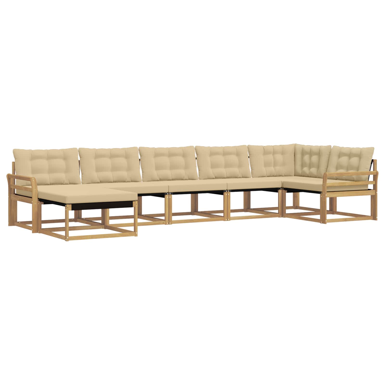 Outdoor-Sofagarnitur mit Kissen 7 pcs Weiß und Beige