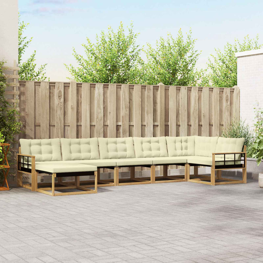 Outdoor-Sofagarnitur mit Kissen 7 pcs Weiß und Creme