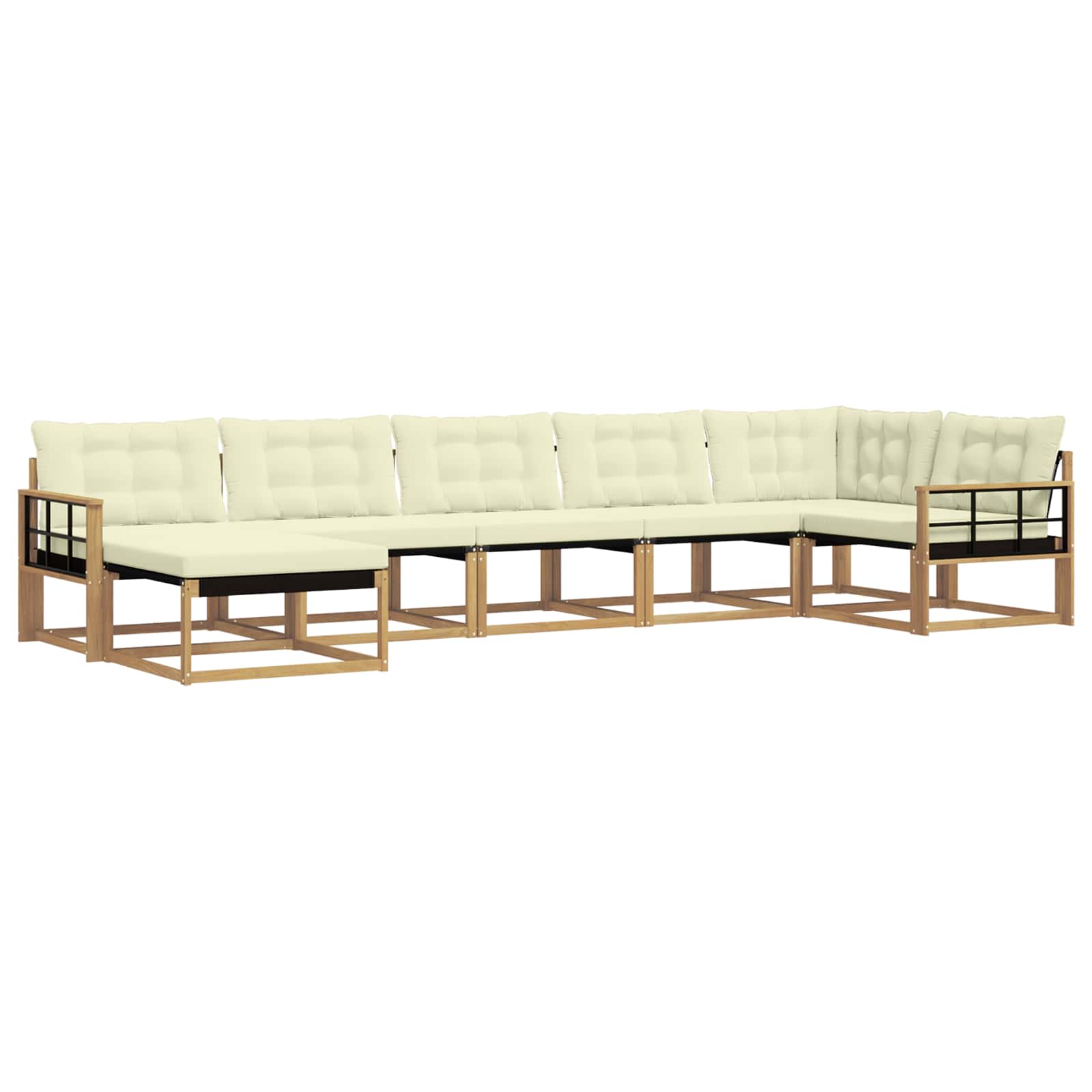 Outdoor-Sofagarnitur mit Kissen 7 pcs Weiß und Creme