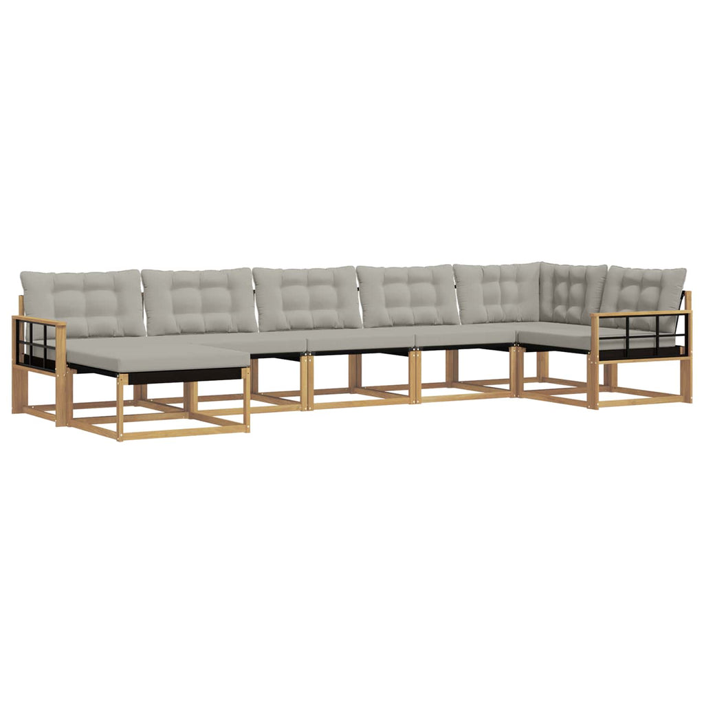 Outdoor-Sofagarnitur 7 pcs Weiß und Hellgrau