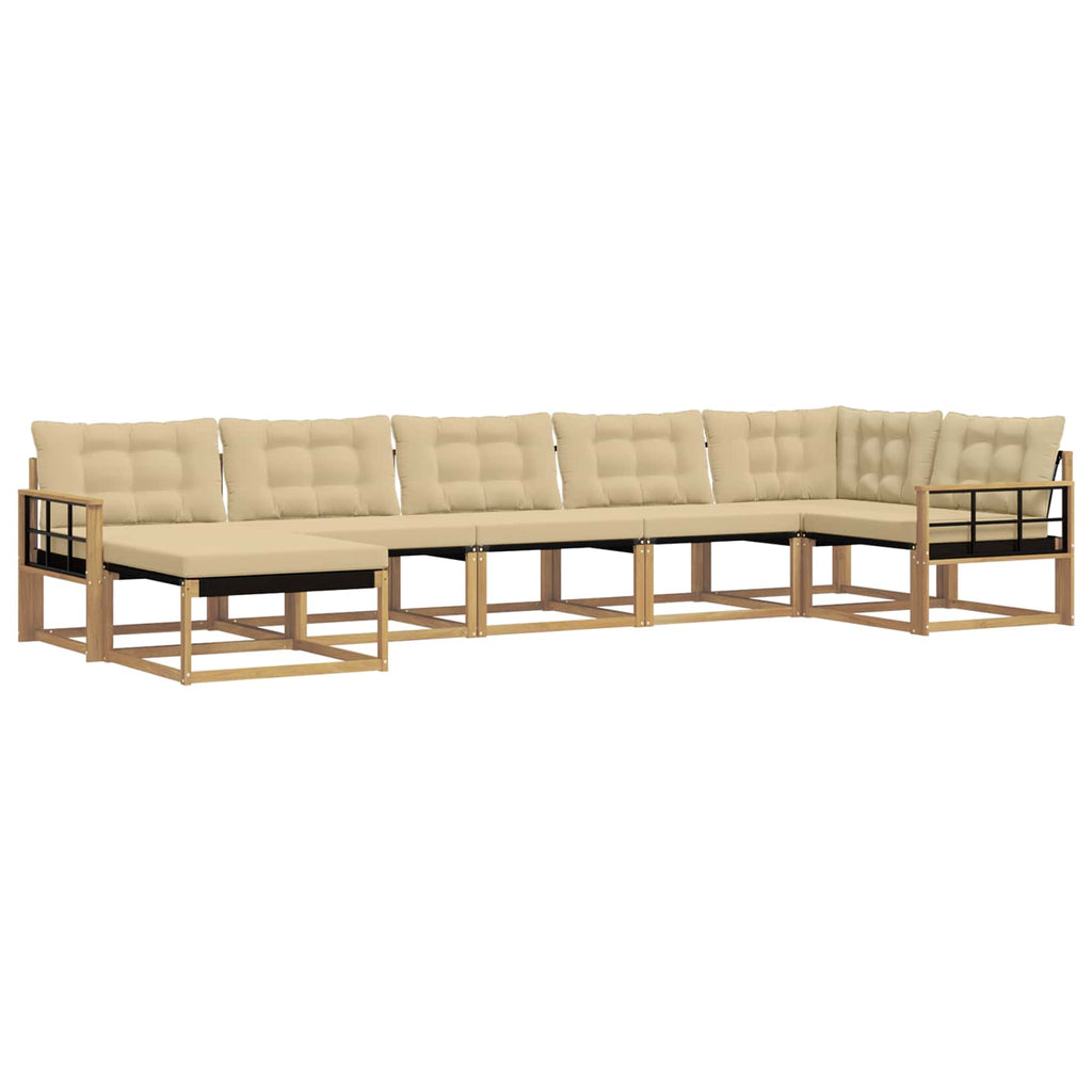 Outdoor-Sofagarnitur mit Kissen 7 pcs Weiß und Beige