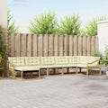 Outdoor-Sofagarnitur mit Kissen 7 pcs Weiß und Creme