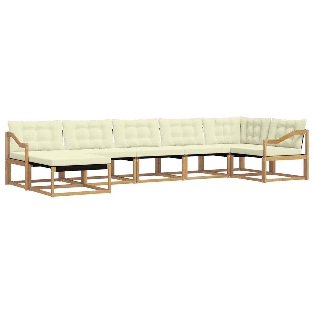 Outdoor-Sofagarnitur mit Kissen 7 pcs Weiß und Creme
