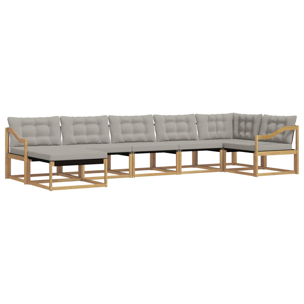 Outdoor-Sofagarnitur 7 pcs Weiß und Hellgrau