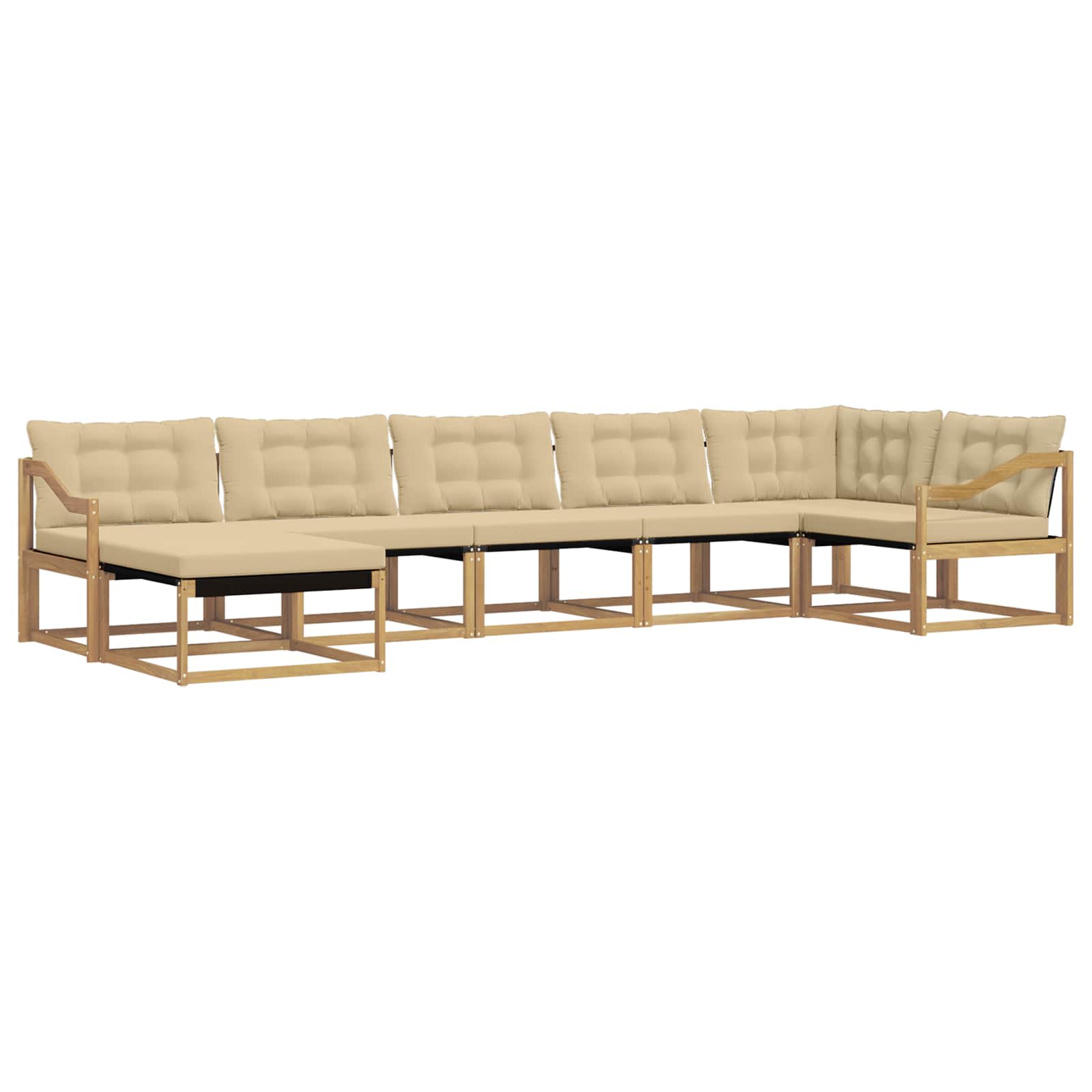 Outdoor-Sofagarnitur mit Kissen 7 pcs Weiß und Beige
