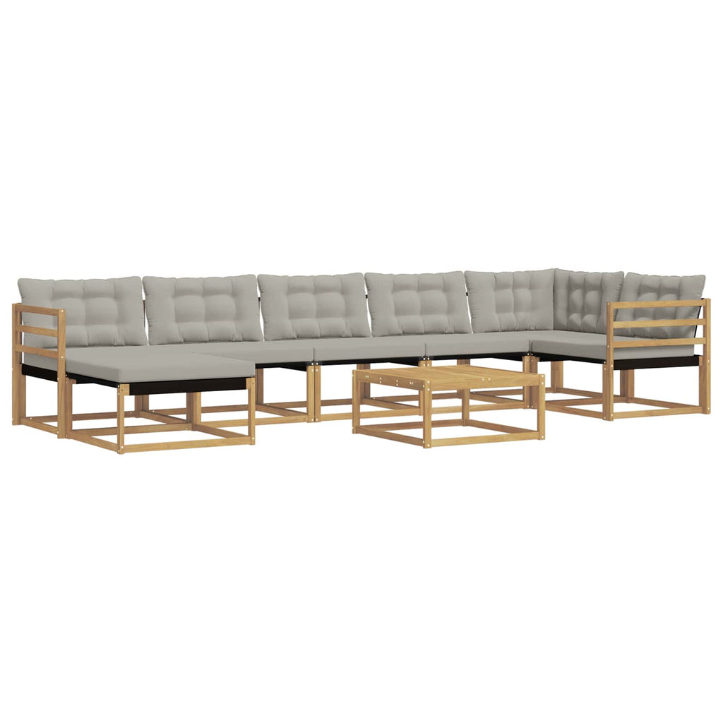 Outdoor-Sofagarnitur 8 pcs Weiß und Hellgrau Massivholz Akazie