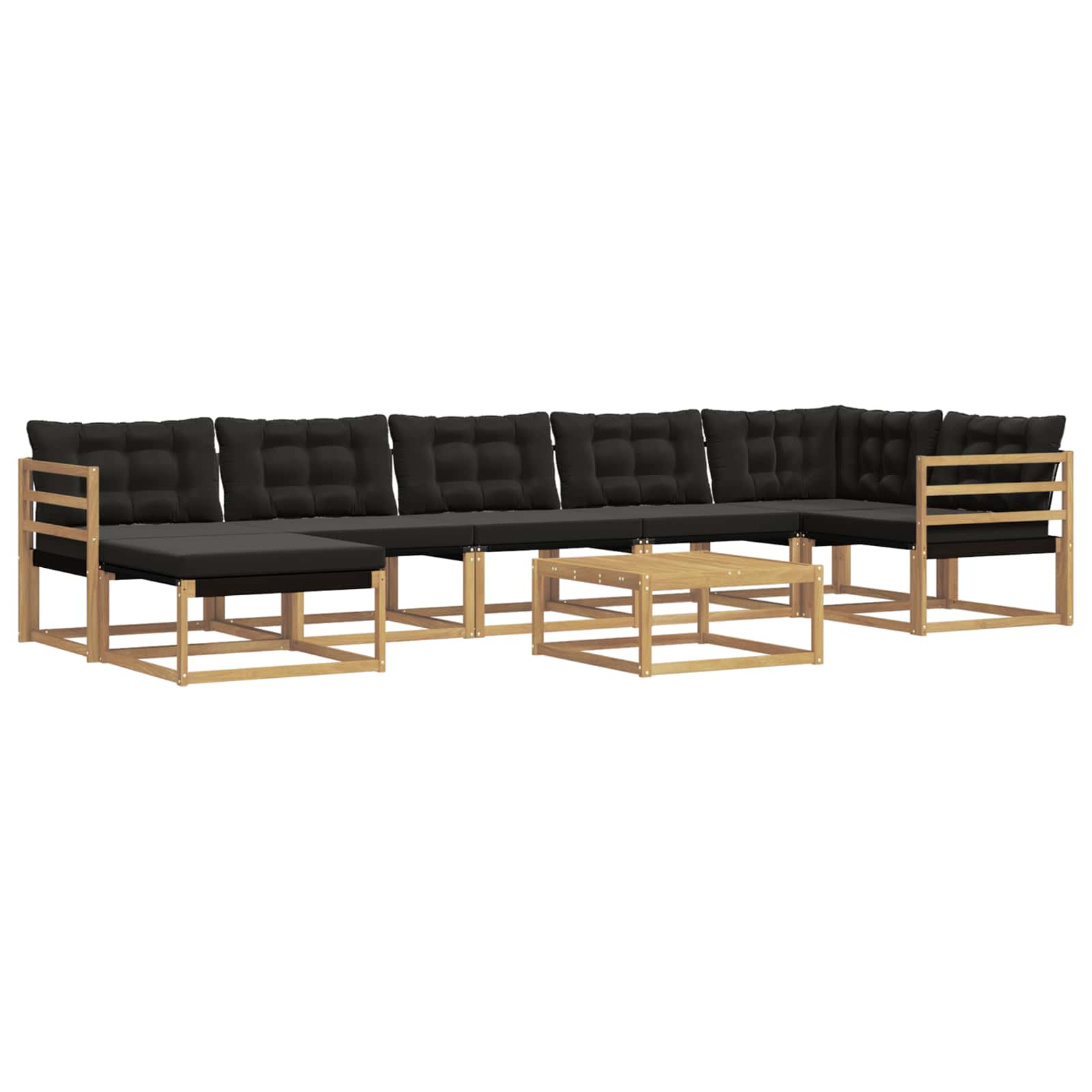 Outdoor-Sofagarnitur 8 pcs Weiß und Schwarz Massivholz Akazie