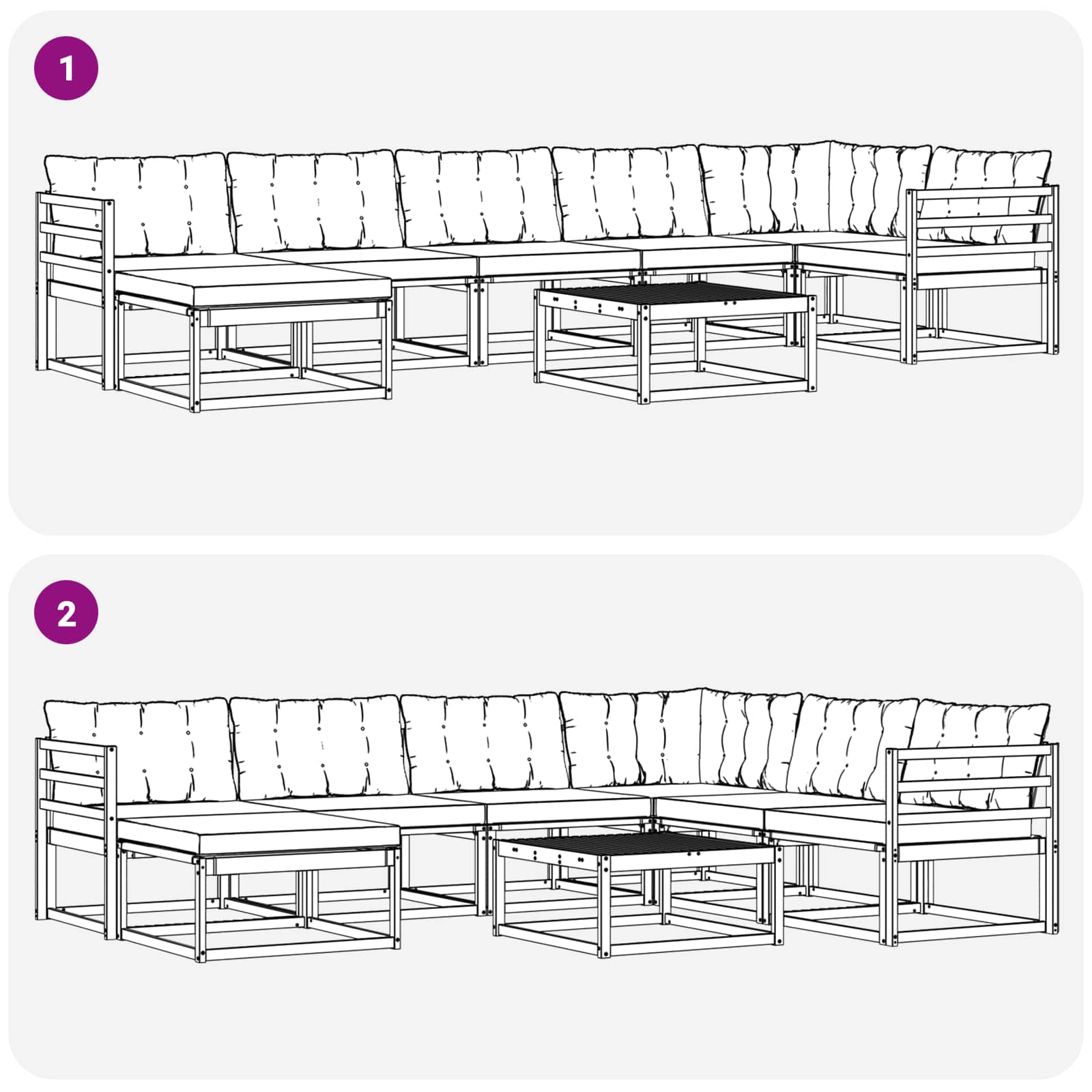 Outdoor-Sofagarnitur 8 pcs Weiß und Beige 79 x 79 x 37 cm