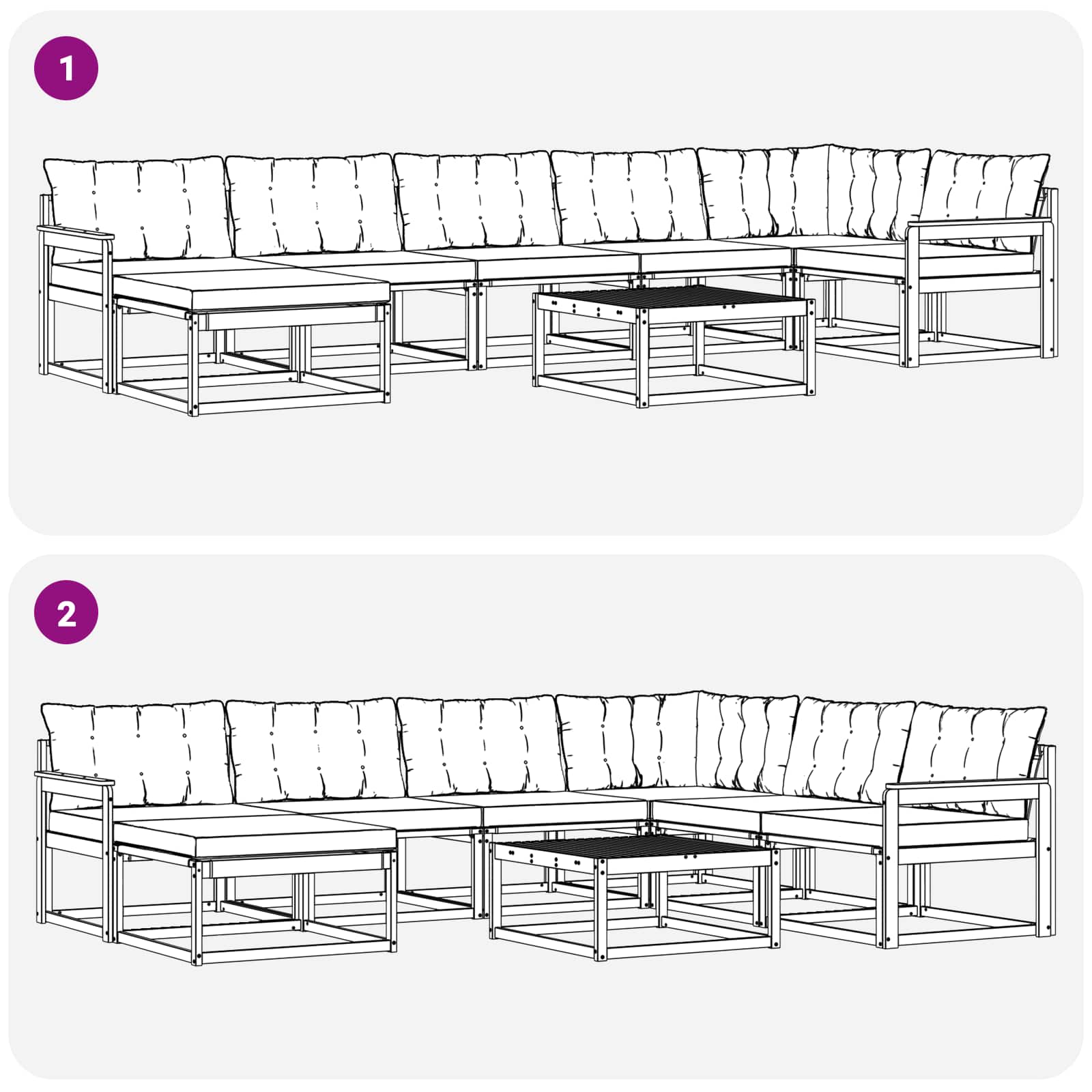 Outdoor-Sofagarnitur 8 pcs Weiß und Schwarz Massivholz Akazie