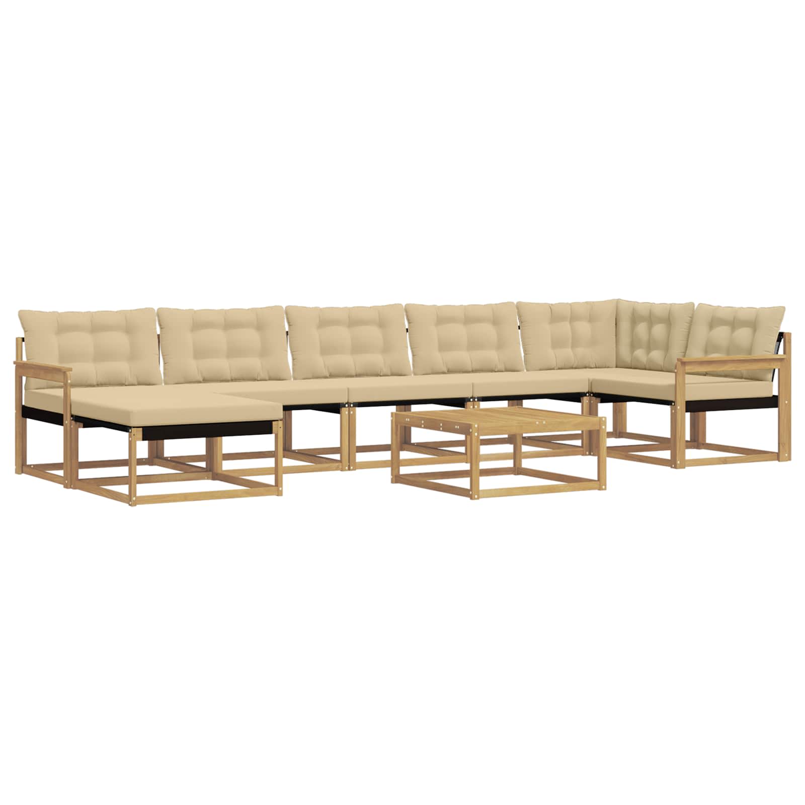 Outdoor-Sofagarnitur 8 pcs Weiß und Beige Massivholz Akazie