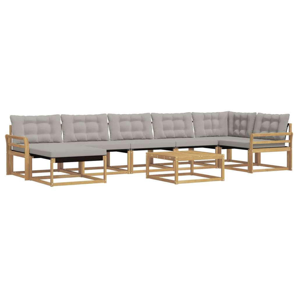 Outdoor-Sofagarnitur 8 pcs Weiß und Hellgrau Massivholz Akazie