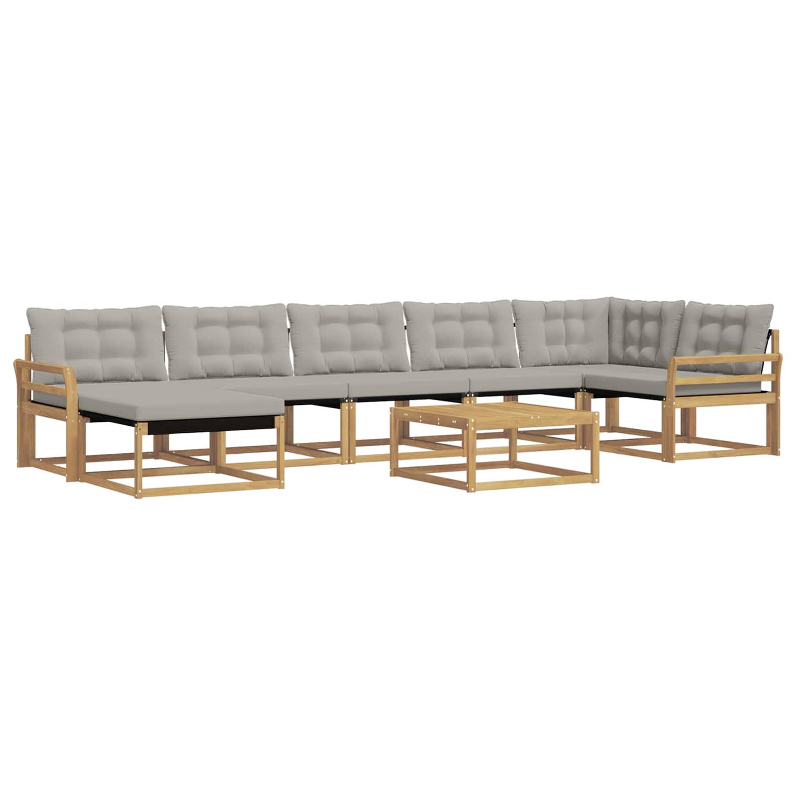 Outdoor-Sofagarnitur 8 pcs Weiß und Hellgrau Massivholz Akazie
