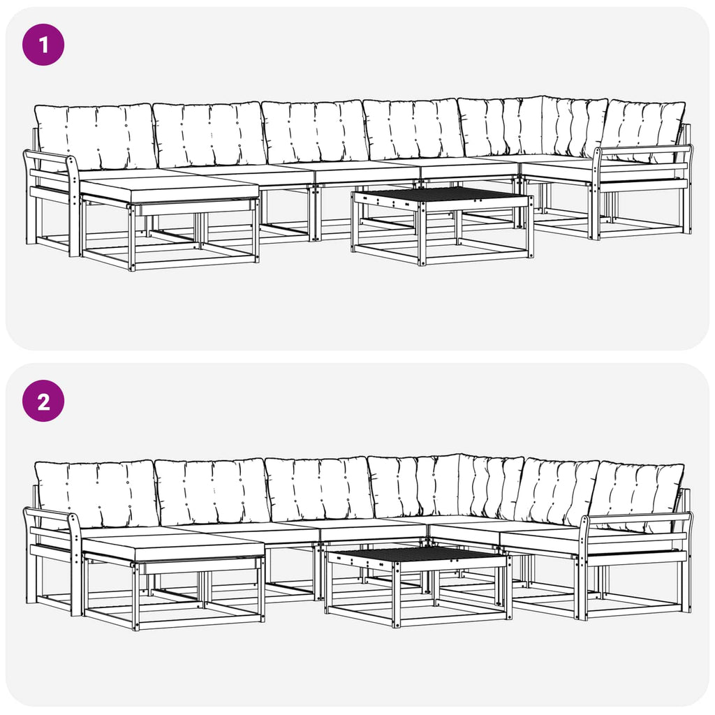 Outdoor-Sofagarnitur 8 pcs Weiß und Schwarz 79 x 79 x 37 cm