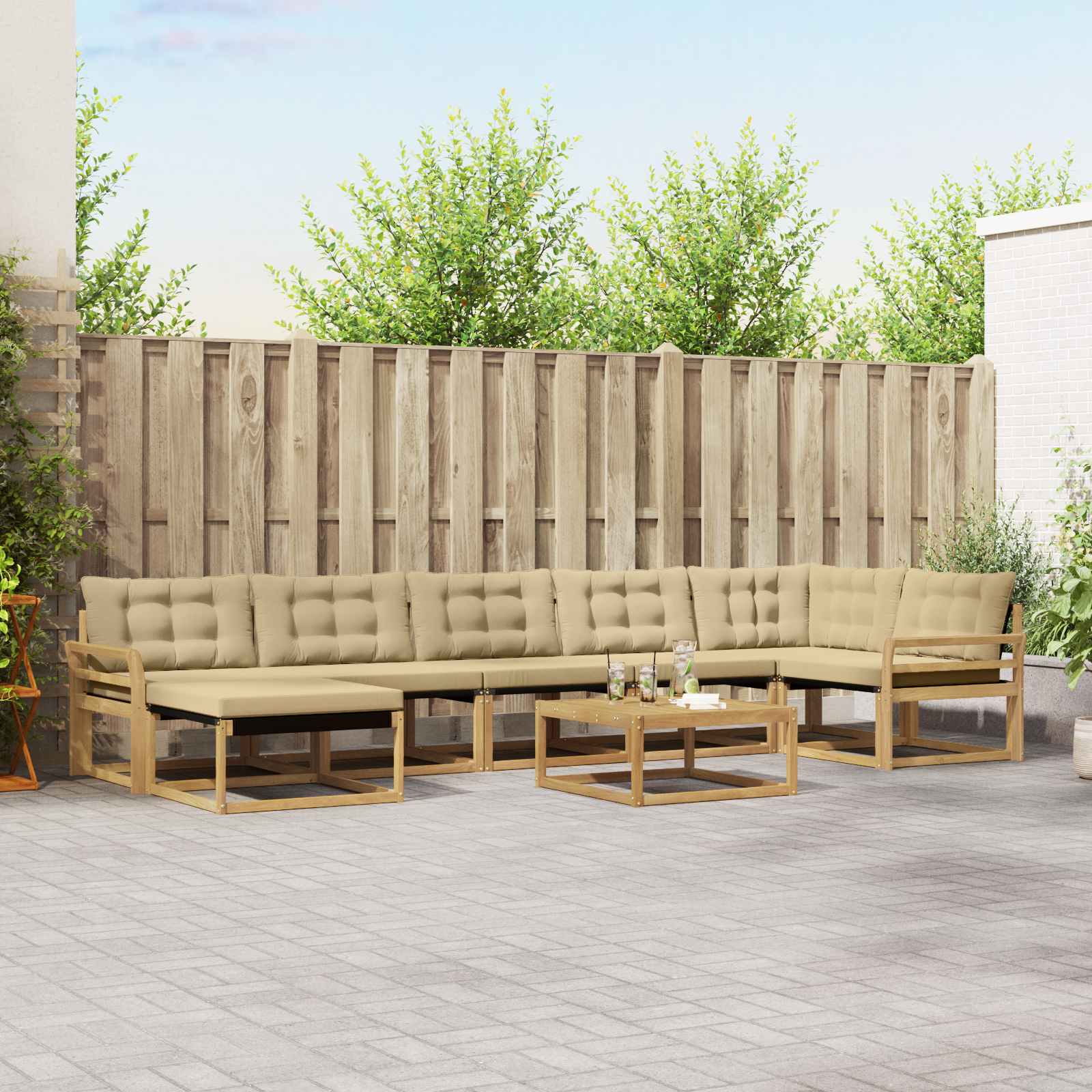 Outdoor-Sofagarnitur 8 pcs Weiß und Beige 79 x 79 x 37 cm