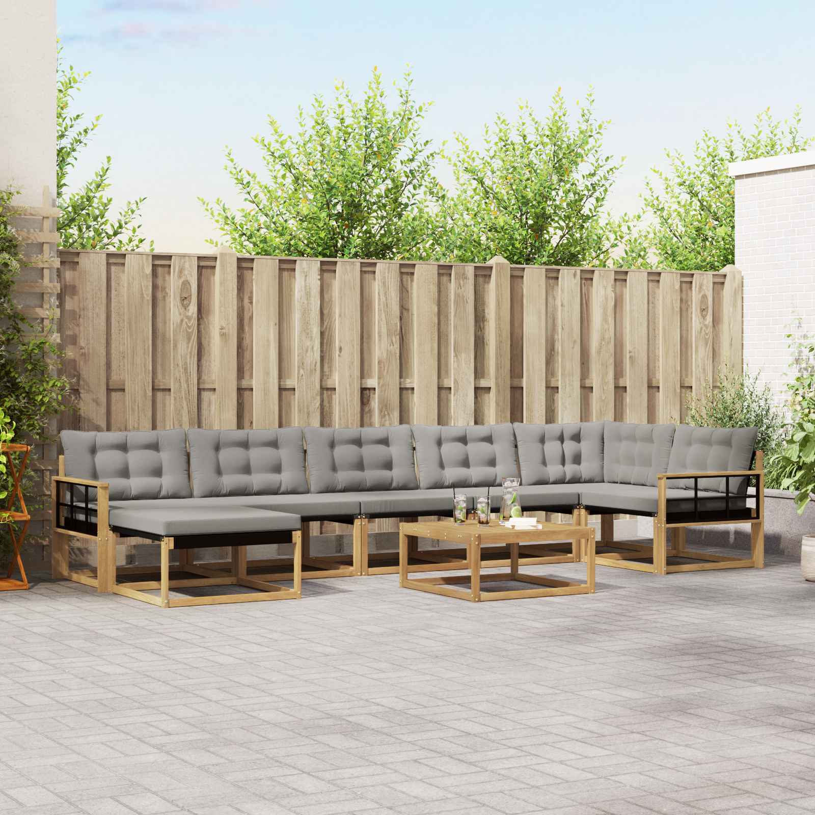 Outdoor-Sofagarnitur 8 pcs Weiß und Hellgrau 79 x 79 x 37 cm