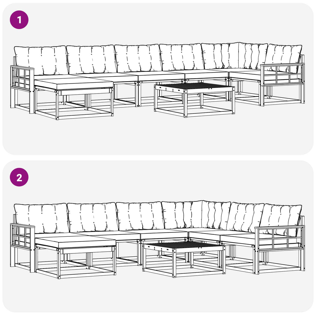 Outdoor-Sofagarnitur 8 pcs Weiß und Hellgrau 79 x 79 x 37 cm