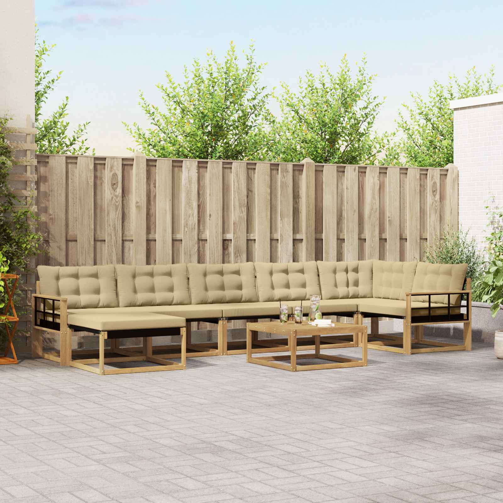 Outdoor-Sofagarnitur 8 pcs Weiß und Beige 79 x 79 x 37 cm