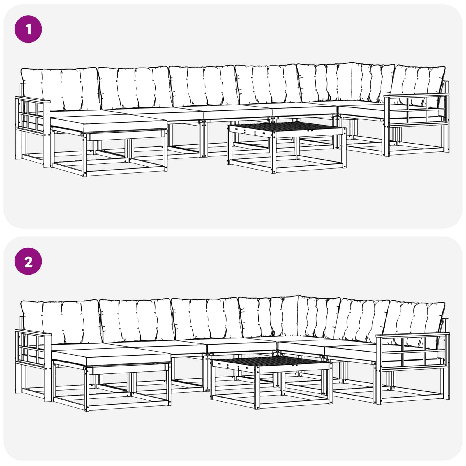 Outdoor-Sofagarnitur 8 pcs Weiß und Beige 79 x 79 x 37 cm
