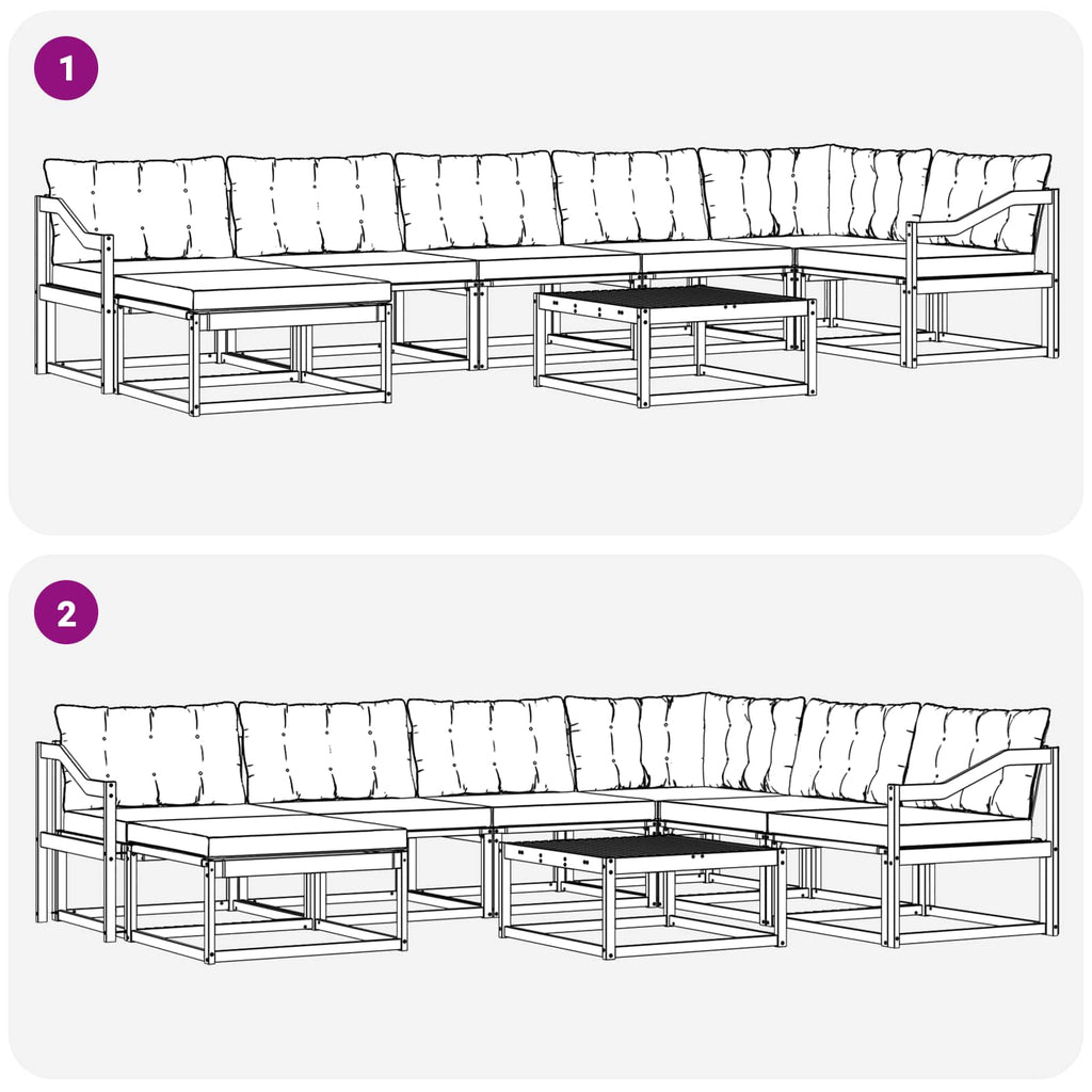 Outdoor-Sofagarnitur 8 pcs Weiß und Hellgrau 79 x 79 x 37 cm