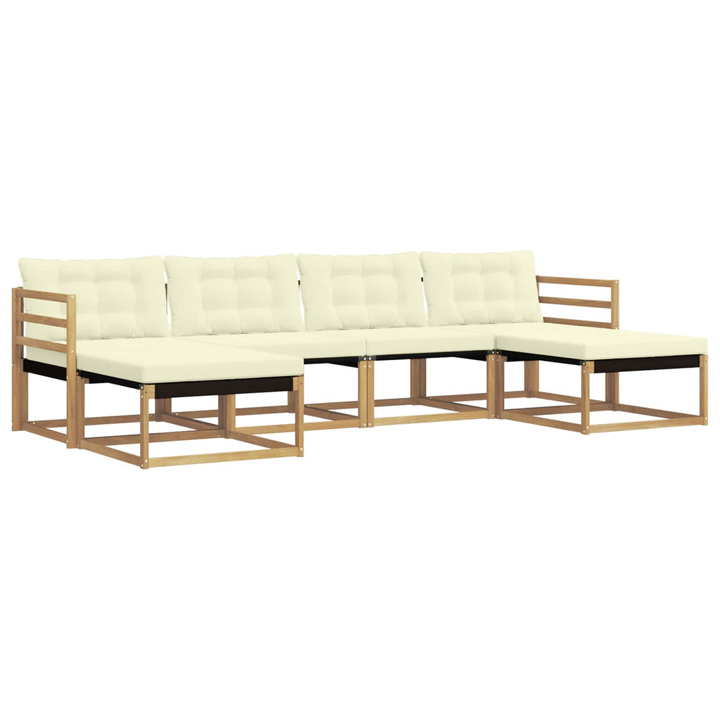 Outdoor-Sofagarnitur mit Kissen 6 pcs Weiß und Creme