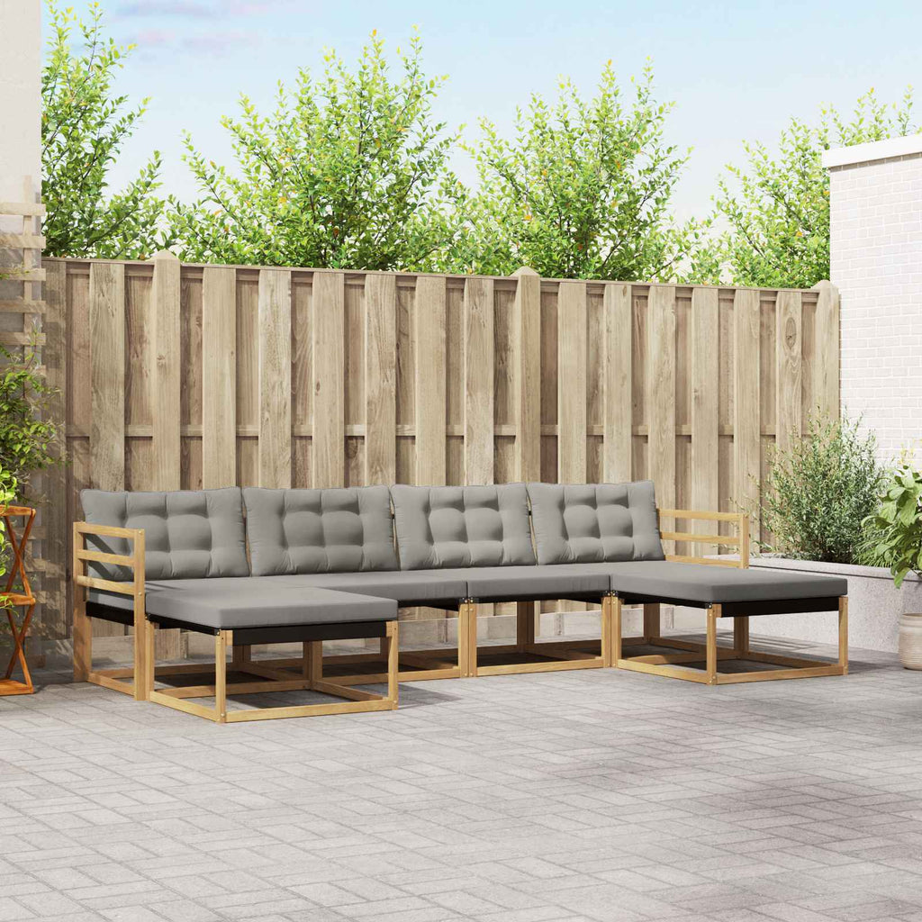 Outdoor-Sofagarnitur mit Kissen 6 pcs Weiß und Hellgrau