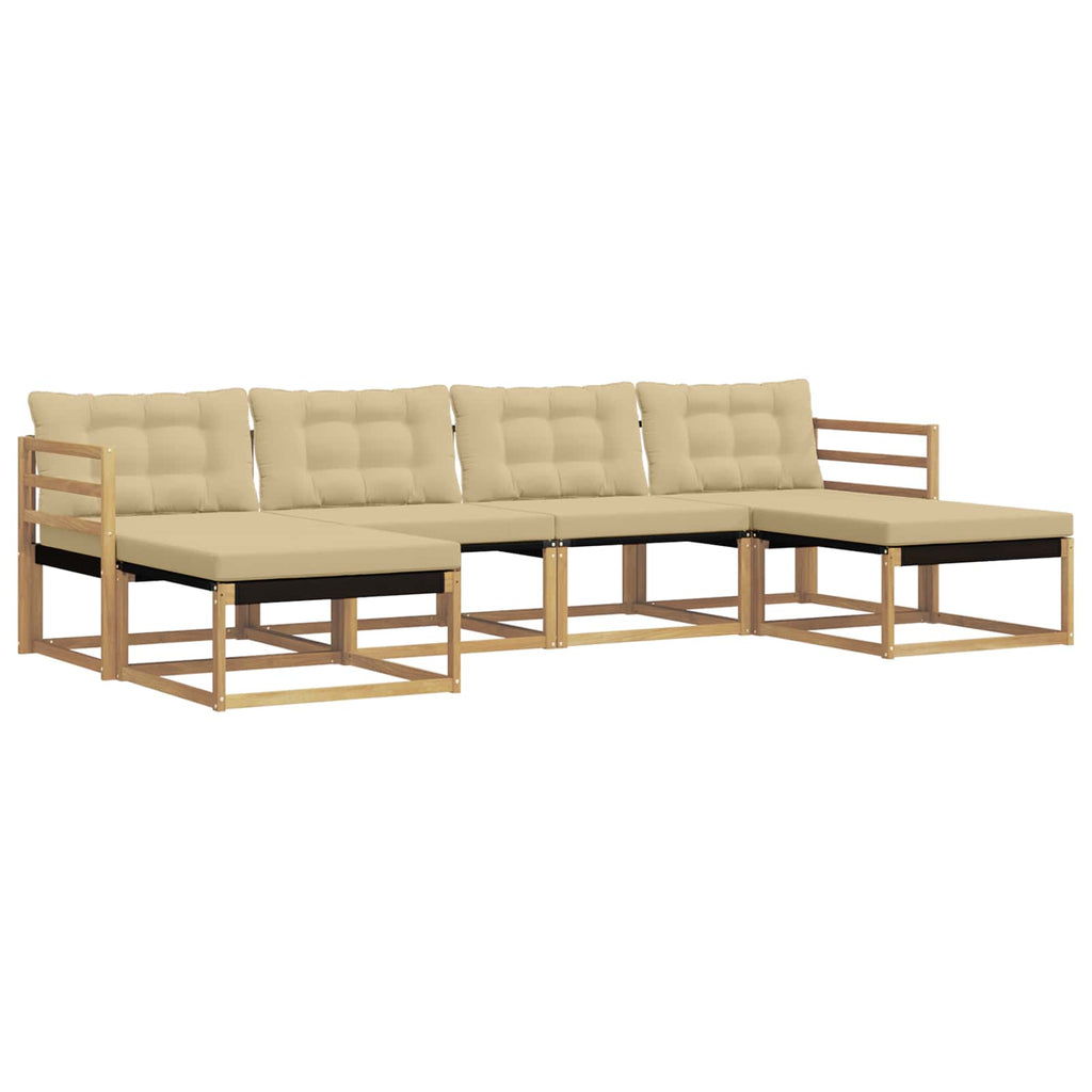 Outdoor-Sofagarnitur mit Kissen 6 pcs Weiß und Beige