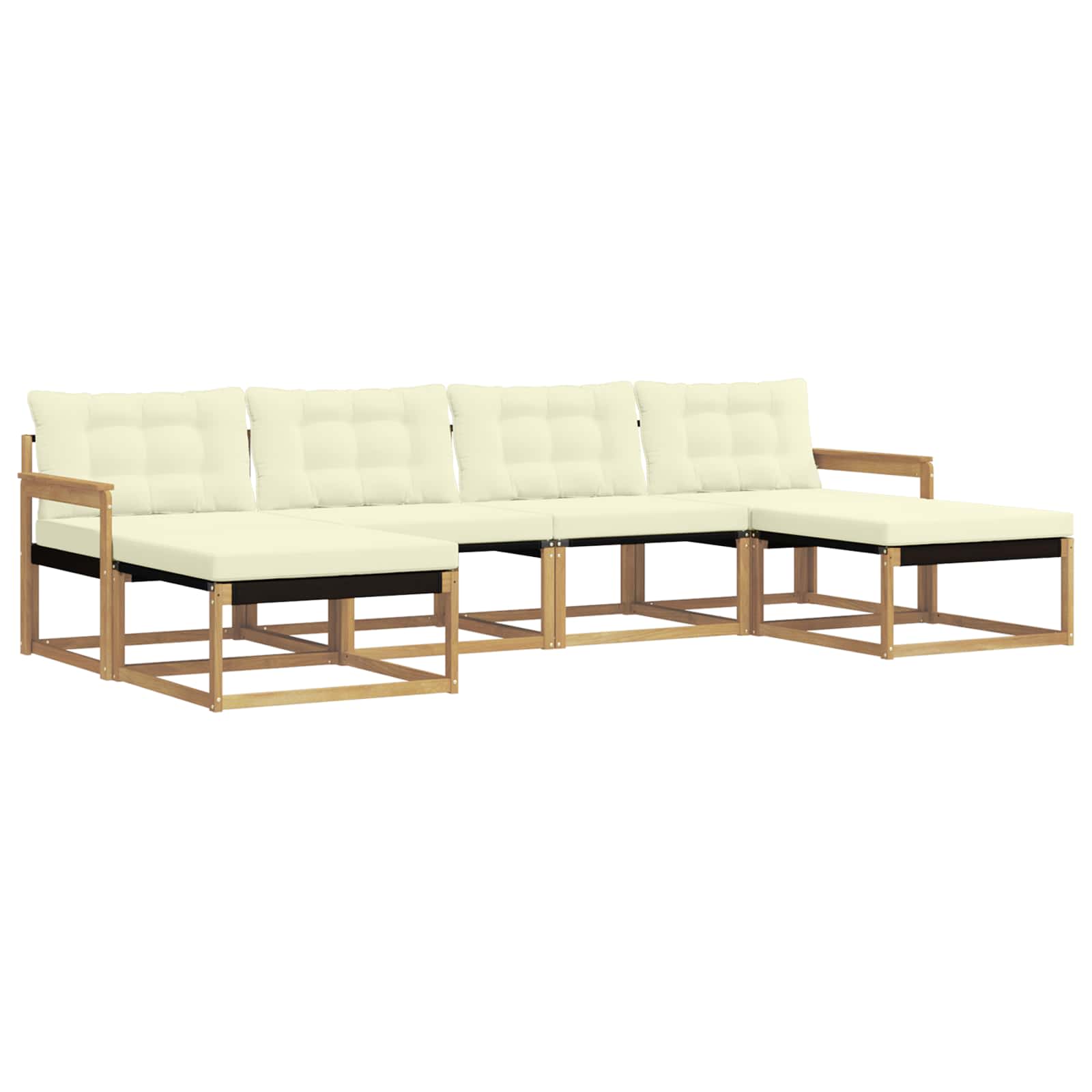 Outdoor-Sofagarnitur mit Kissen 6 pcs Weiß und Creme
