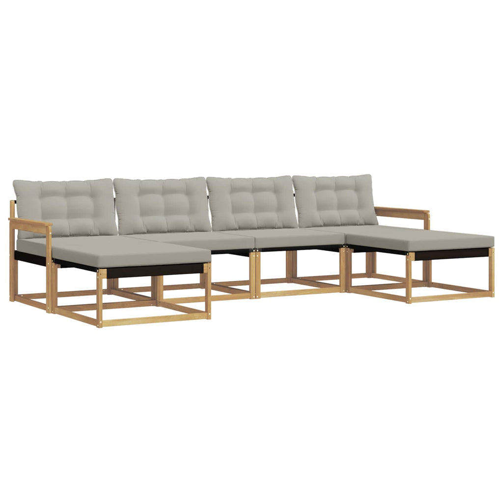 Outdoor-Sofagarnitur mit Kissen 6 pcs Weiß und Hellgrau