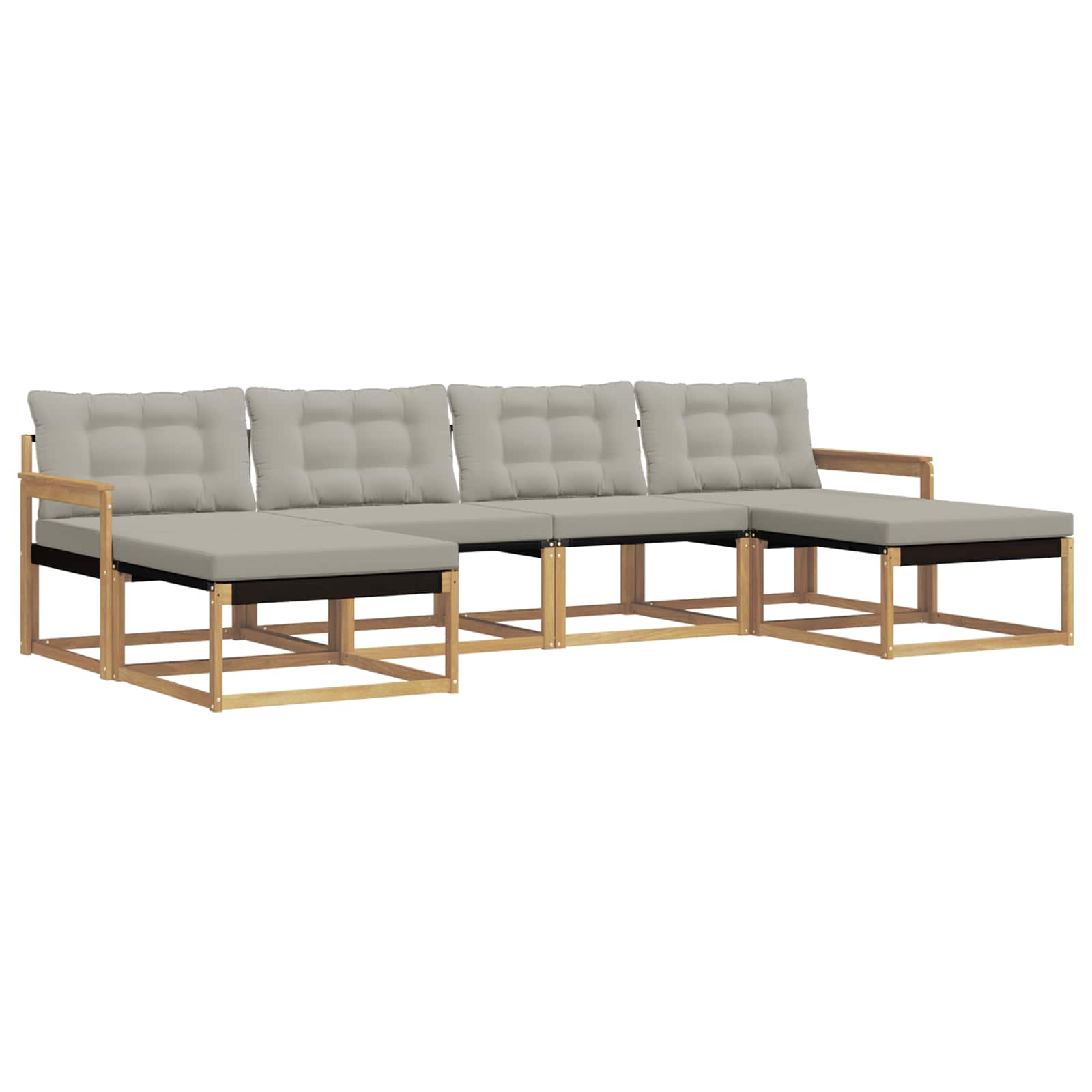 Outdoor-Sofagarnitur mit Kissen 6 pcs Weiß und Hellgrau