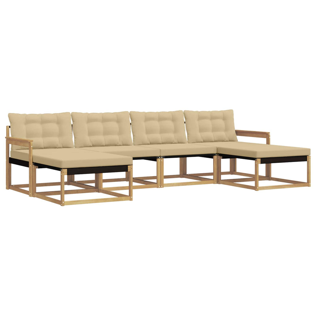 Outdoor-Sofagarnitur mit Kissen 6 pcs Weiß und Beige