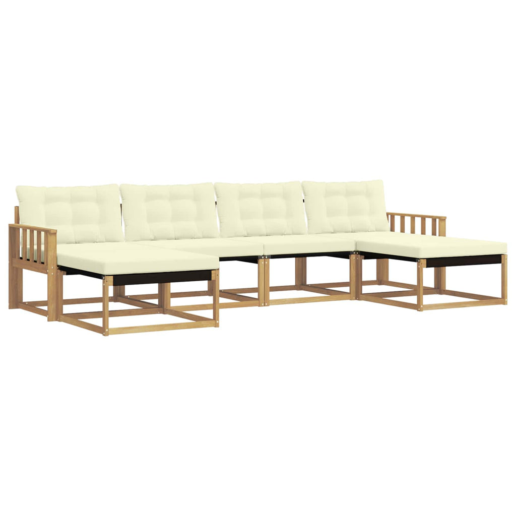 Outdoor-Sofagarnitur mit Kissen 6 pcs Weiß und Creme