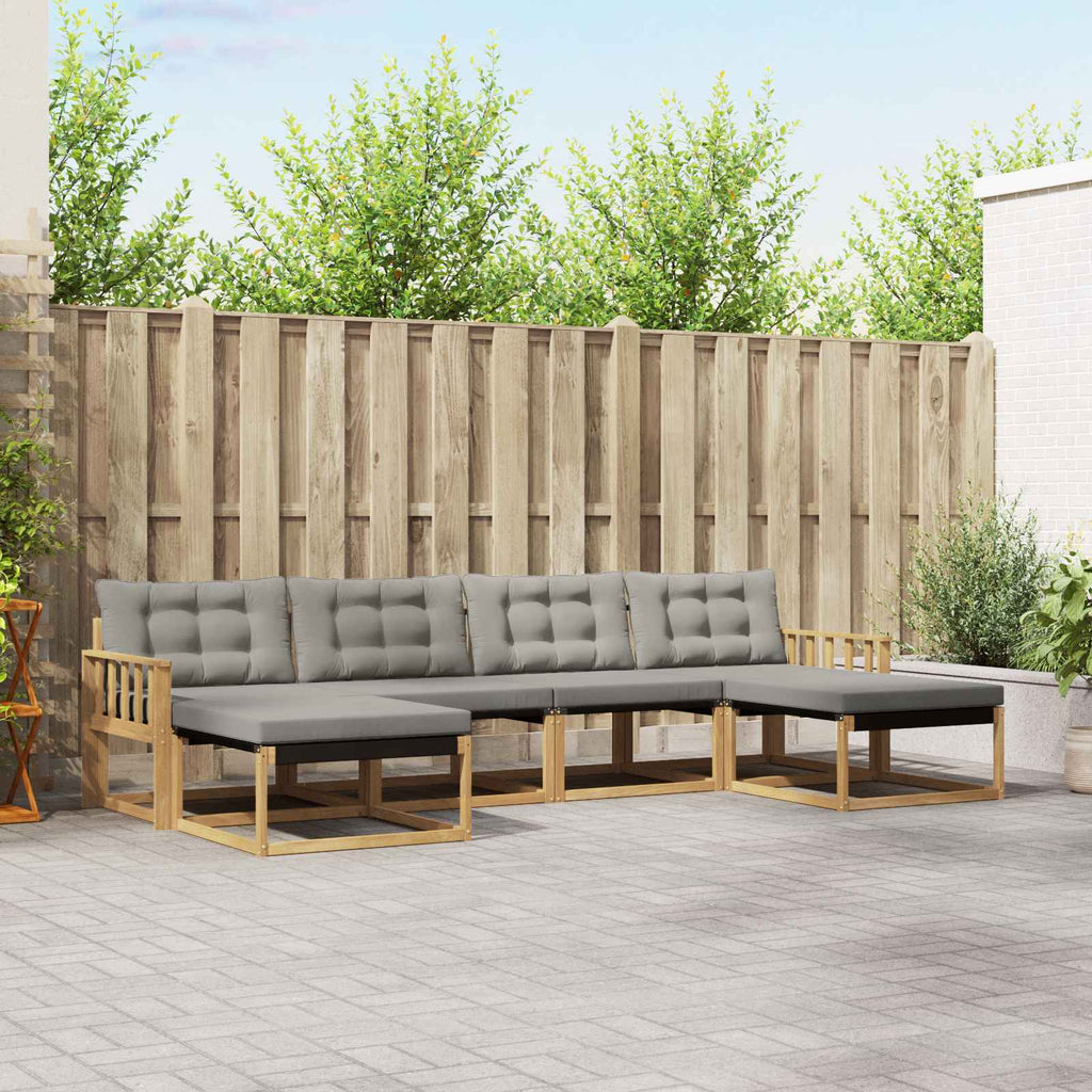 Outdoor-Sofagarnitur mit Kissen 6 pcs Weiß und Hellgrau