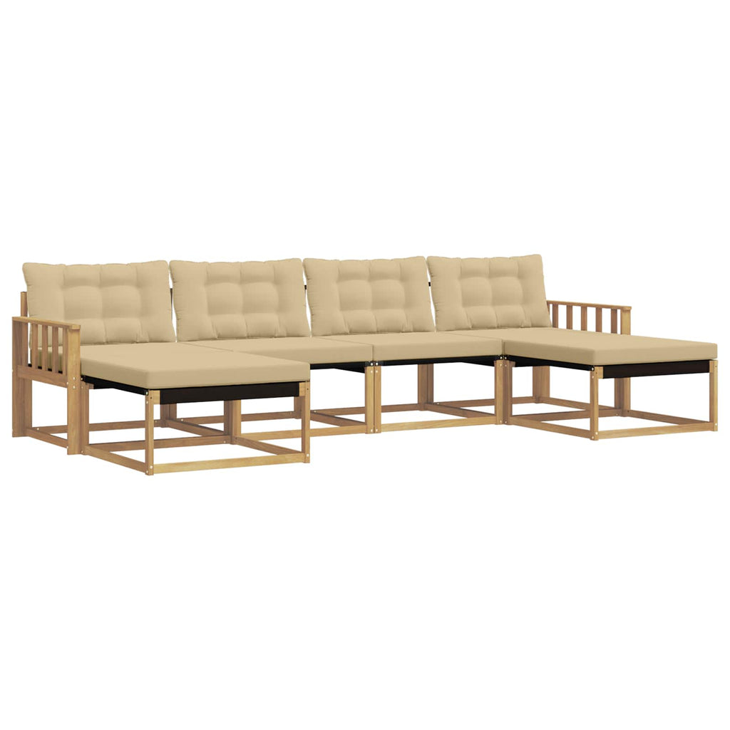 Outdoor-Sofagarnitur mit Kissen 6 pcs Weiß und Beige