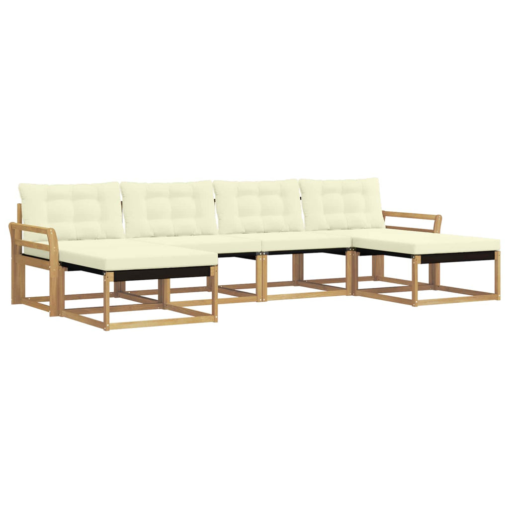Outdoor-Sofagarnitur mit Kissen 6 pcs Weiß und Creme