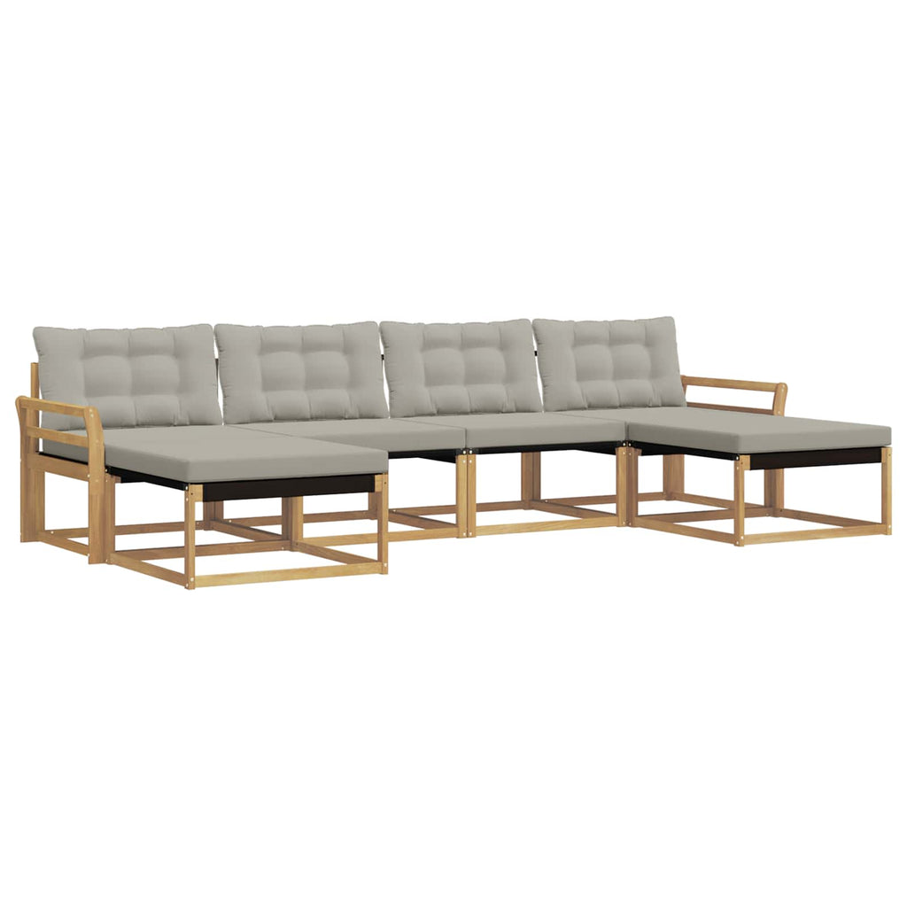 Outdoor-Sofagarnitur mit Kissen 6 pcs Weiß und Hellgrau