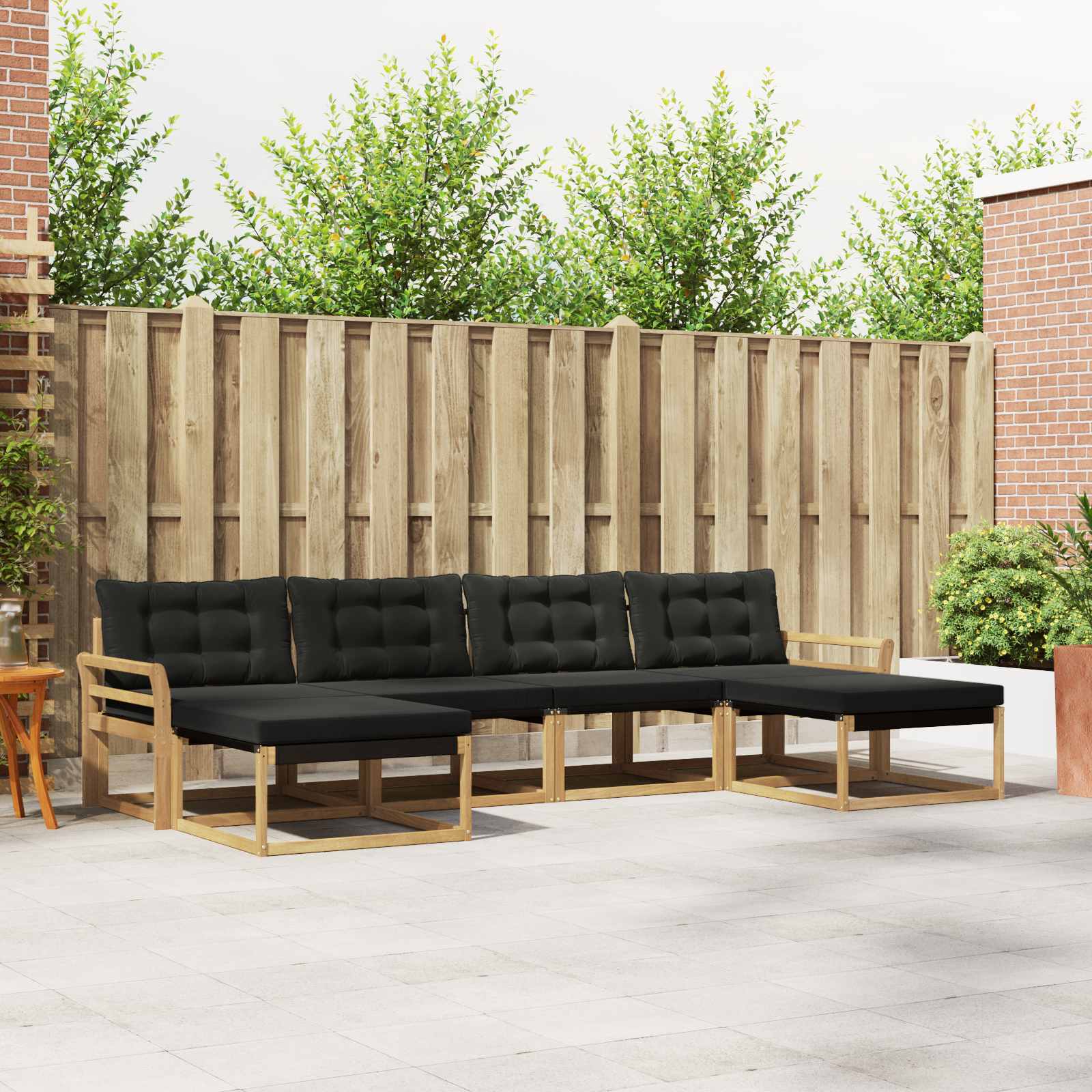 Outdoor-Sofagarnitur mit Kissen 6 pcs Weiß und Schwarz