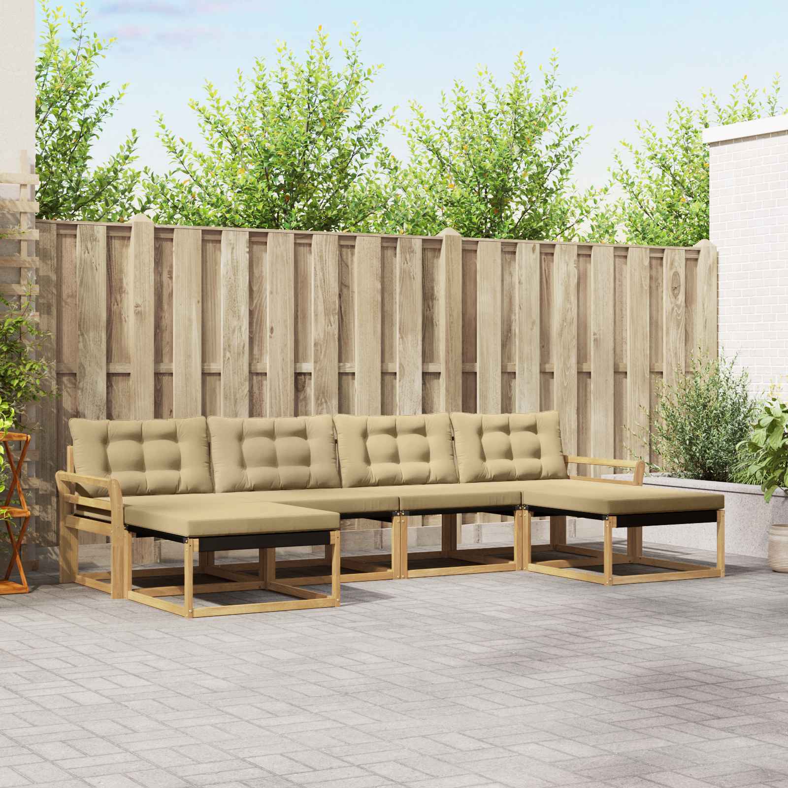 Outdoor-Sofagarnitur mit Kissen 6 pcs Weiß und Beige