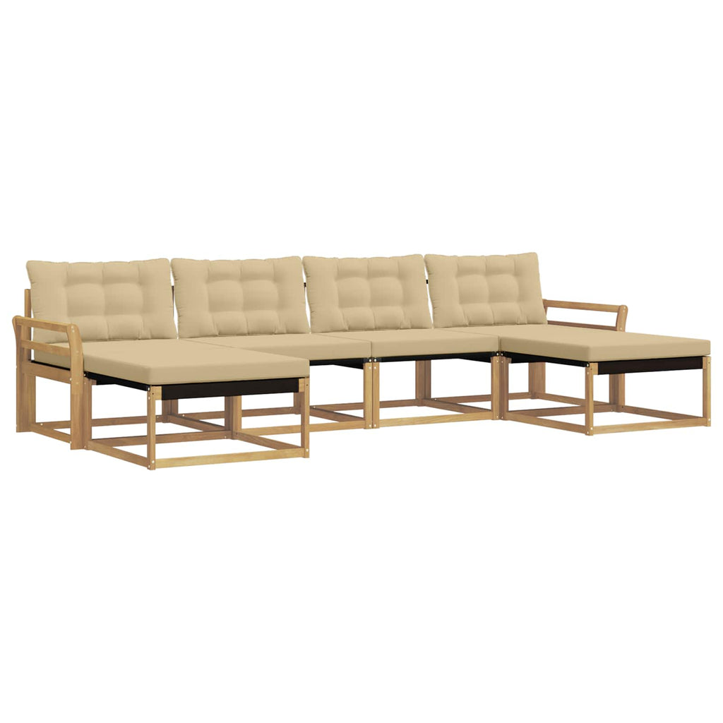 Outdoor-Sofagarnitur mit Kissen 6 pcs Weiß und Beige