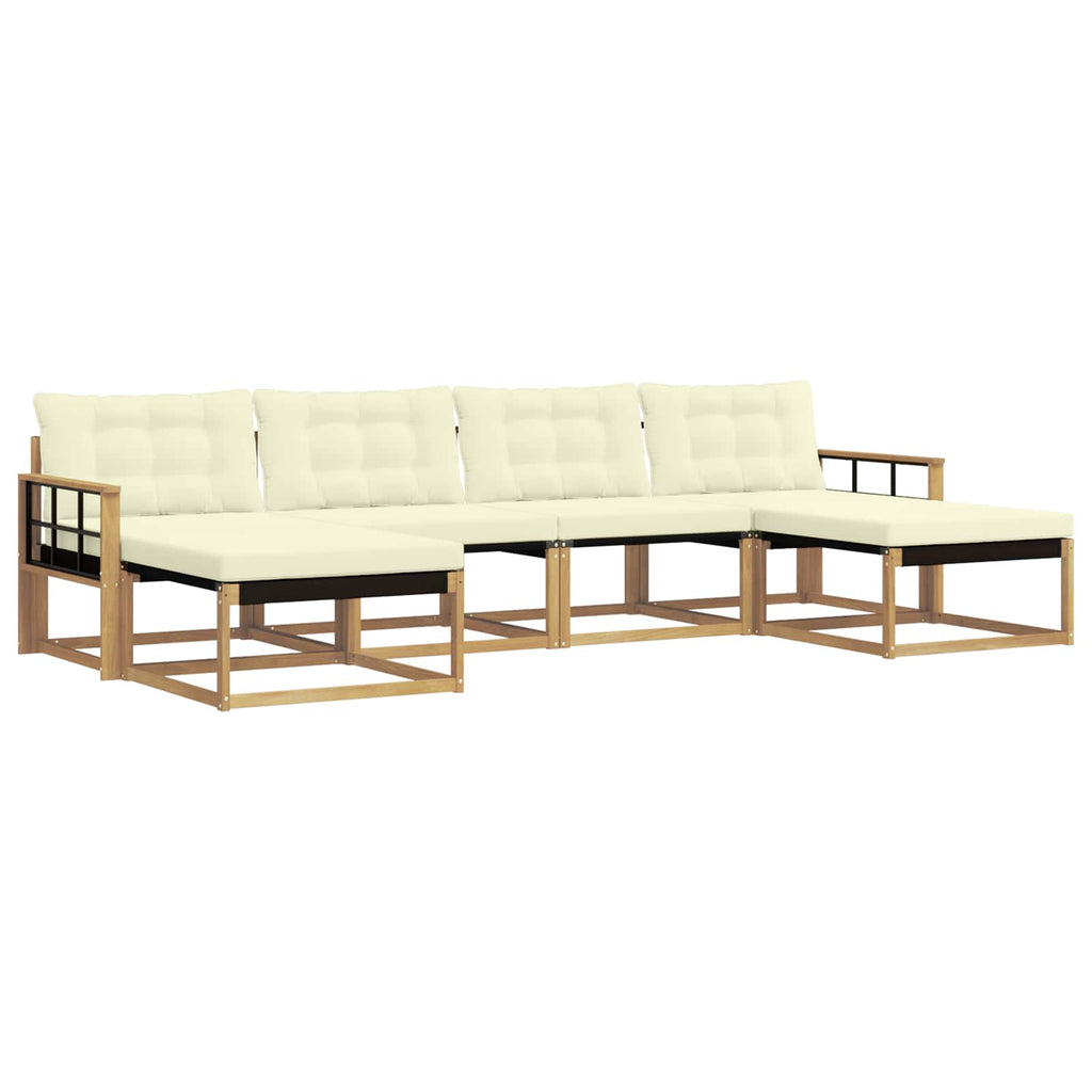 Outdoor-Sofagarnitur mit Kissen 6 pcs Weiß und Creme