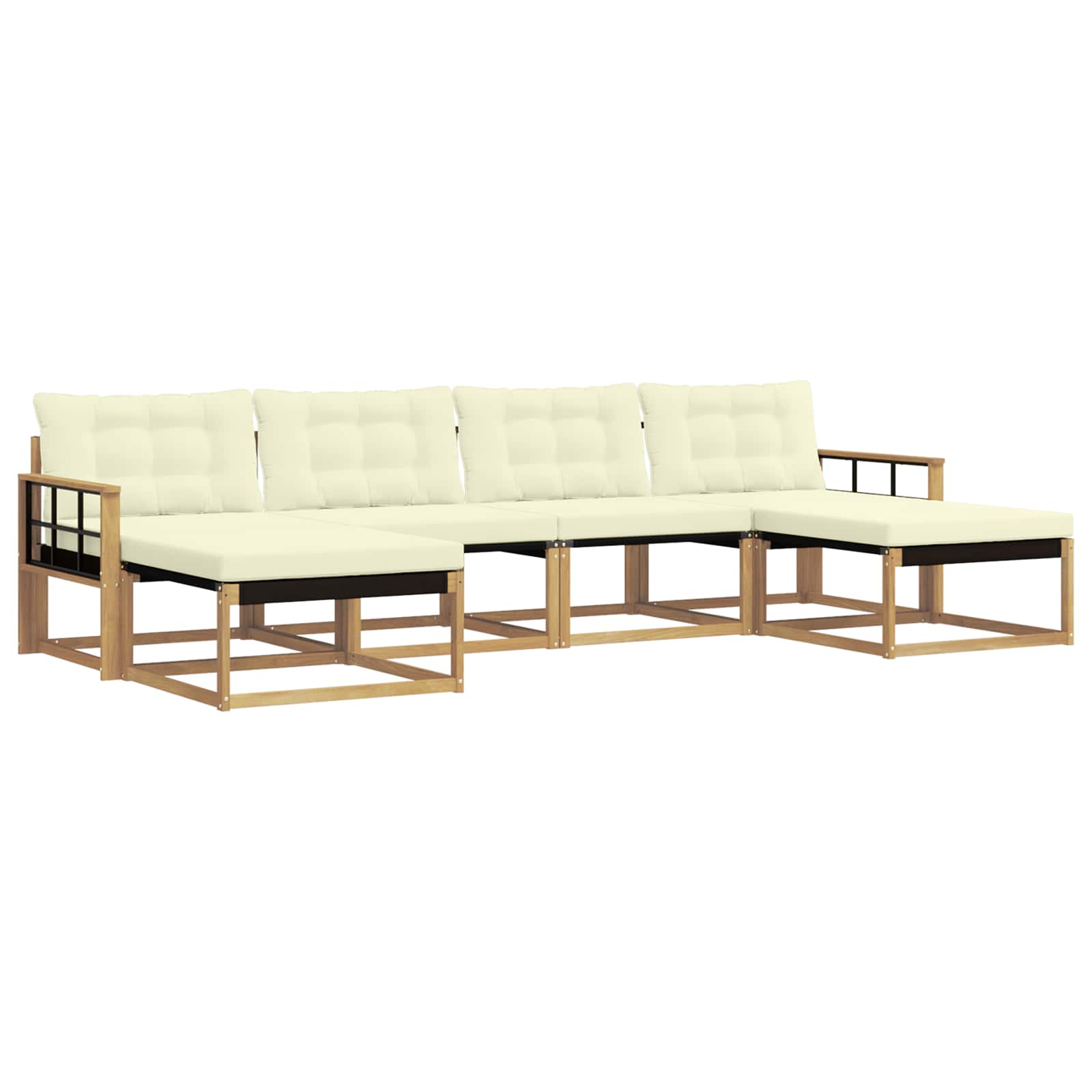 Outdoor-Sofagarnitur mit Kissen 6 pcs Weiß und Creme