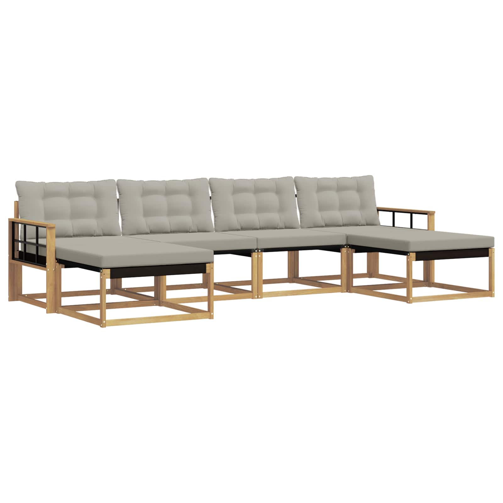 Outdoor-Sofagarnitur mit Kissen 6 pcs Weiß und Hellgrau