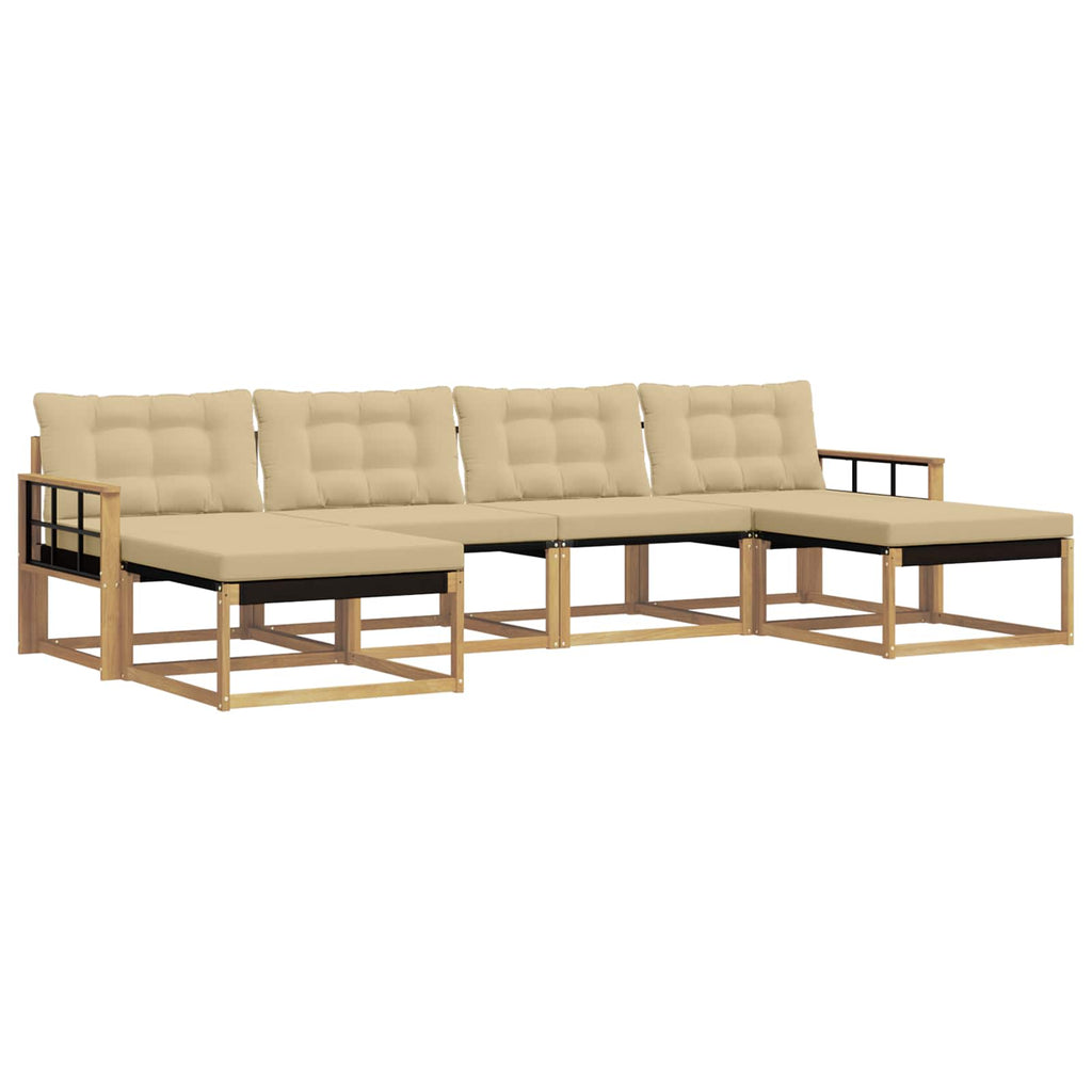 Outdoor-Sofagarnitur mit Kissen 6 pcs Weiß und Beige