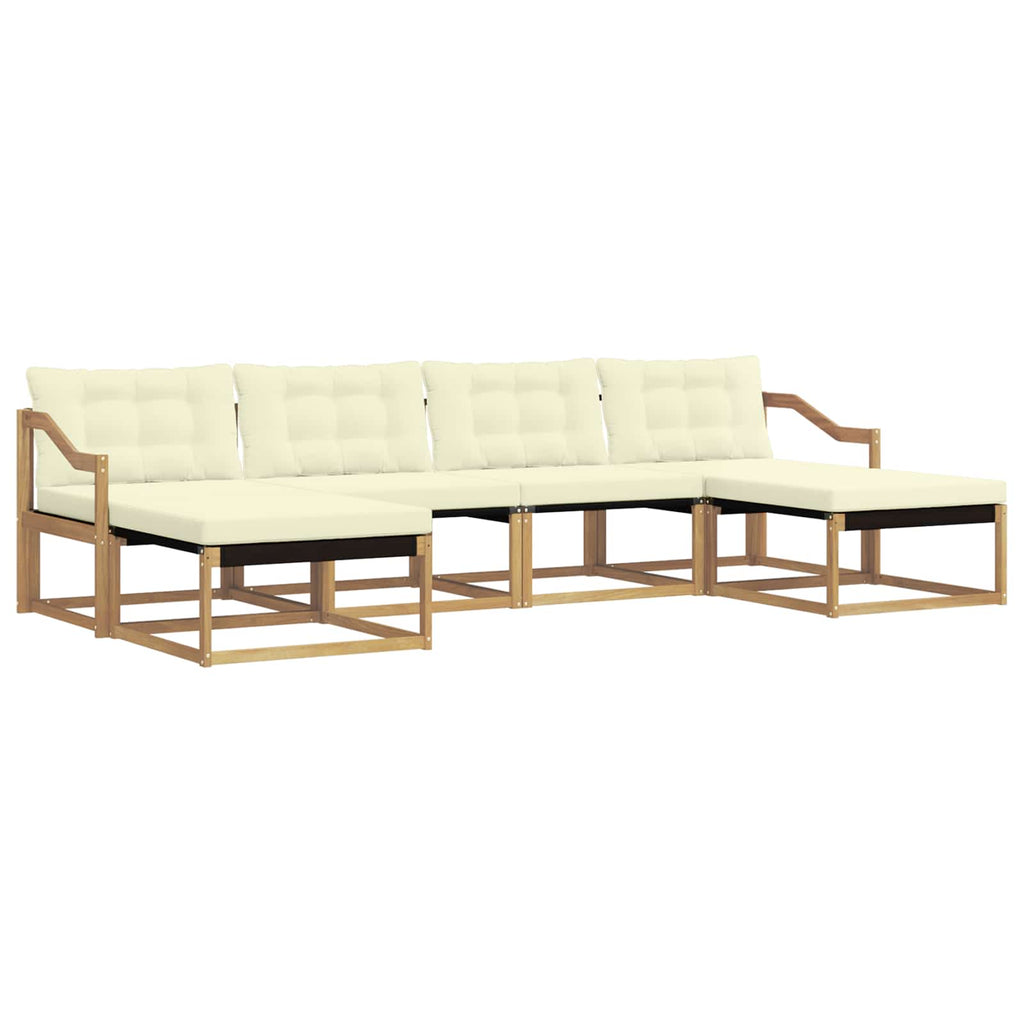 Outdoor-Sofagarnitur mit Kissen 6 pcs Weiß und Creme