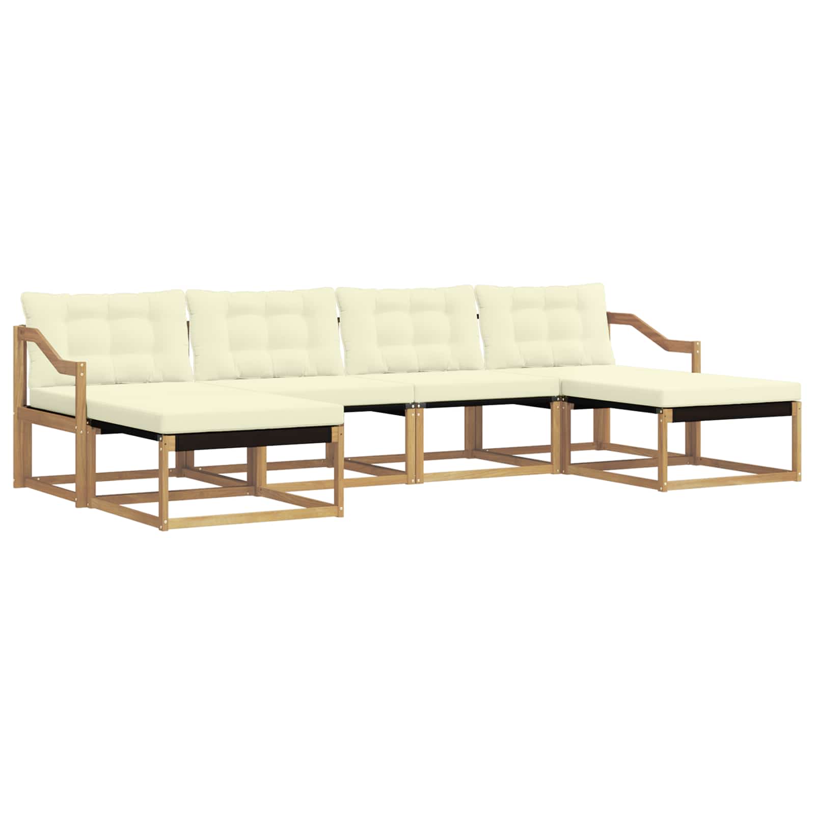 Outdoor-Sofagarnitur mit Kissen 6 pcs Weiß und Creme