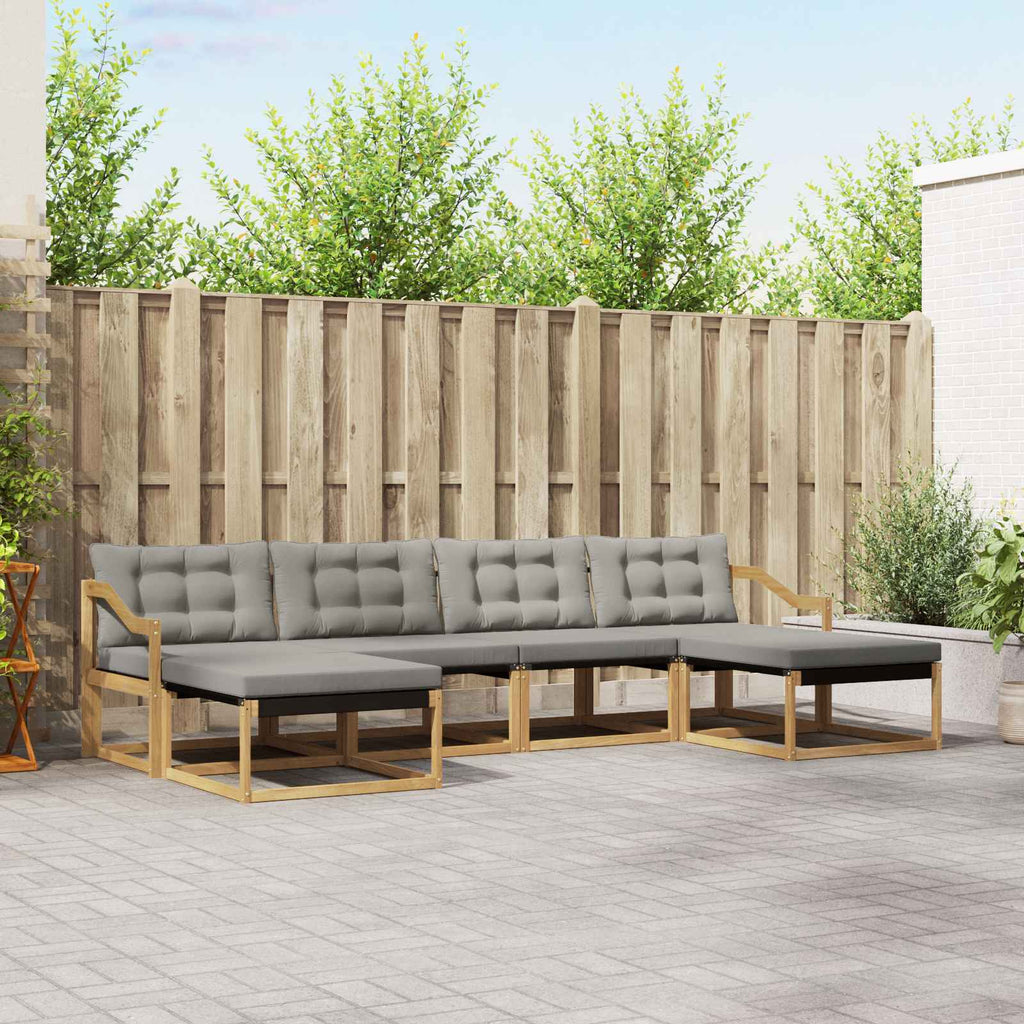 Outdoor-Sofagarnitur mit Kissen 6 pcs Weiß und Hellgrau