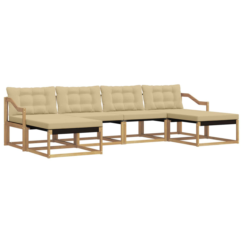 Outdoor-Sofagarnitur mit Kissen 6 pcs Weiß und Beige