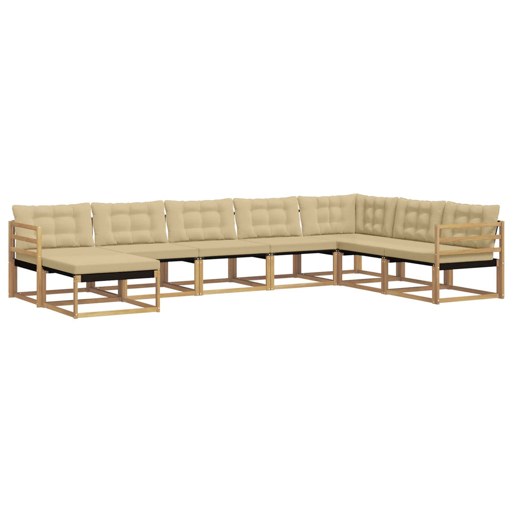Outdoor-Sofagarnitur mit Kissen 8 pcs Weiß und Beige
