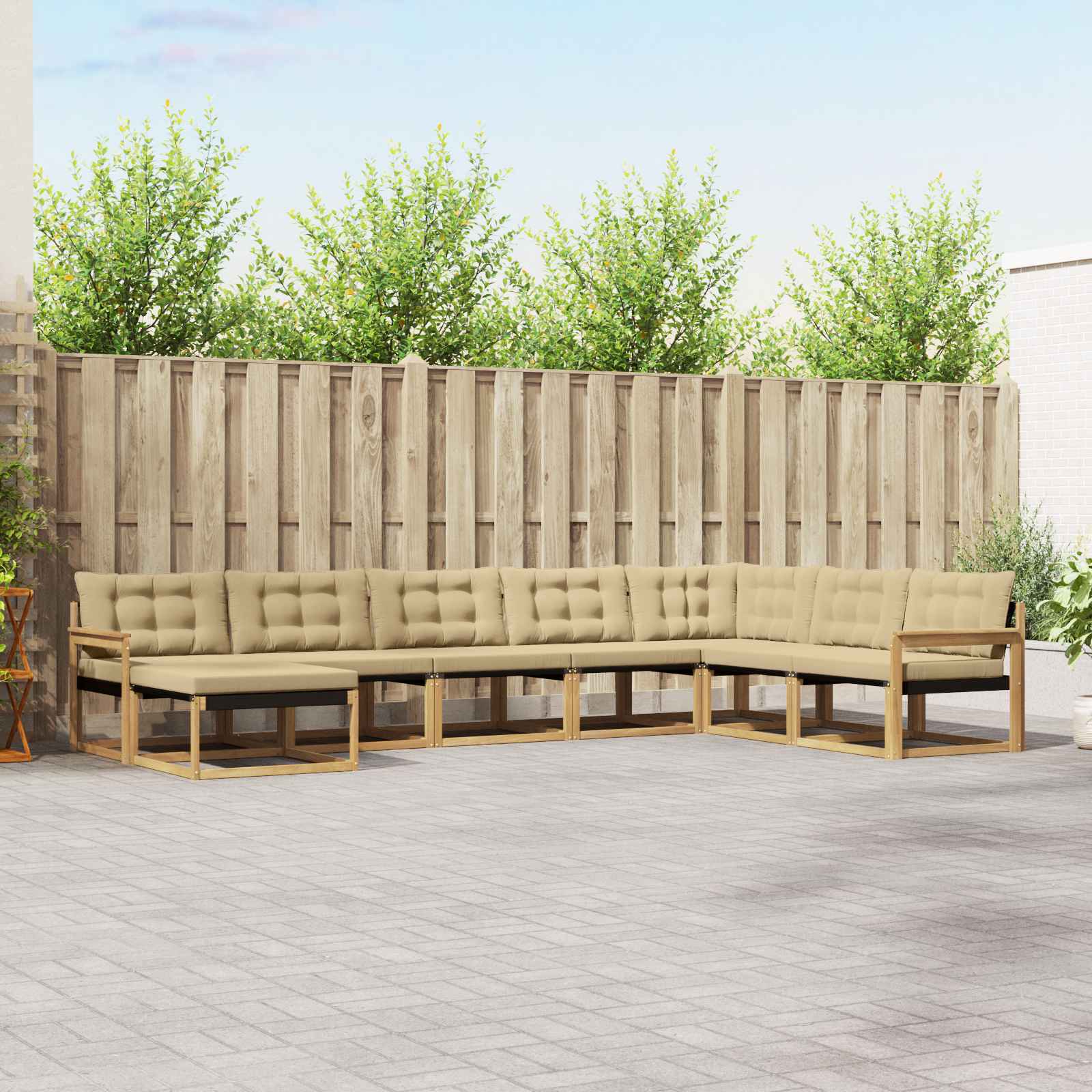 Outdoor-Sofagarnitur mit Kissen 8 pcs Weiß und Beige