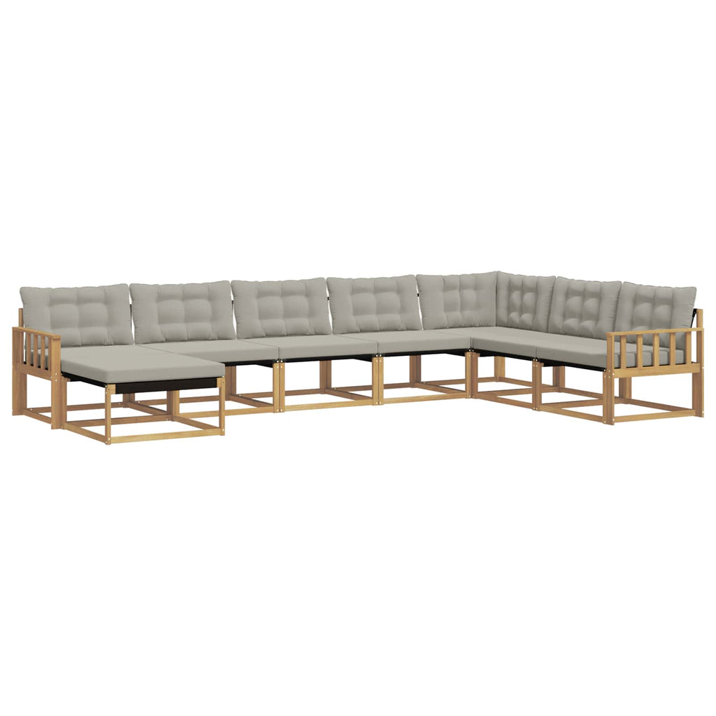 Outdoor-Sofagarnitur 8 pcs Weiß und Hellgrau